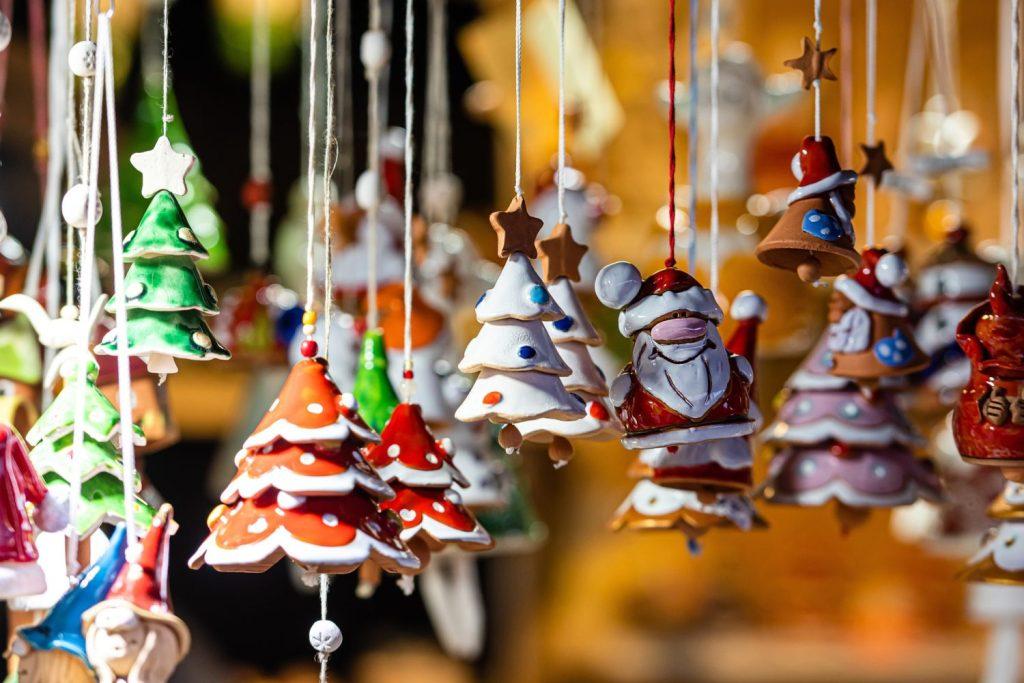 Christmas Ceramics Decorations on Christmas Market, kiosk