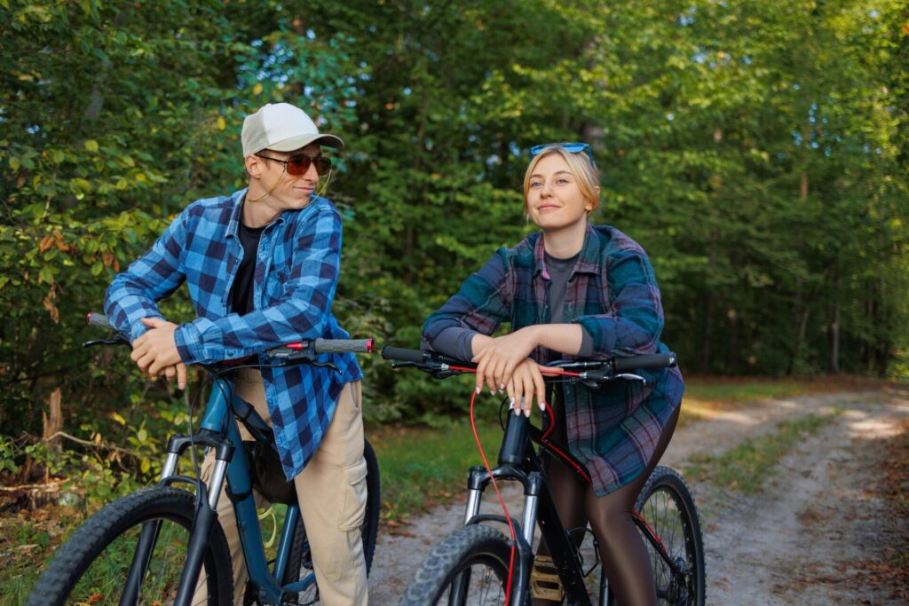 Vouple enjoying cycling through the forest
