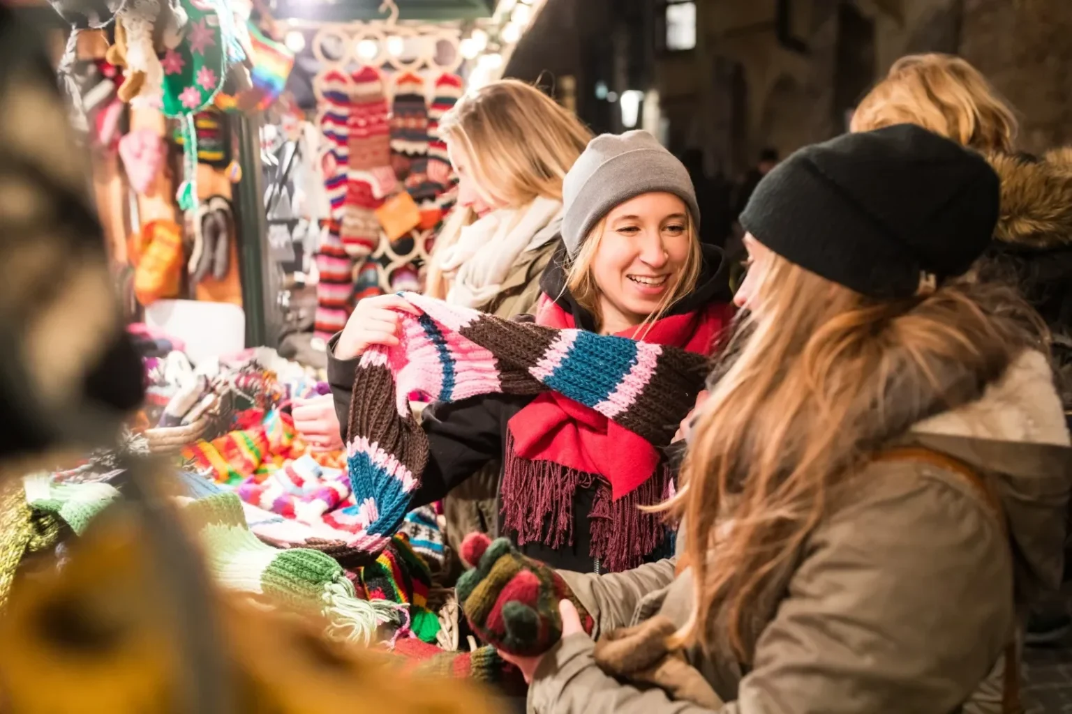 Christmas market and festive shopping